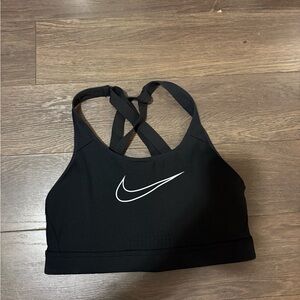 Nike Women's Black Sports Bra with White Logo